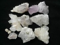 天然水晶共生石クラスタ　トルマリン、ファントム、緑廉石など共生　500g　003