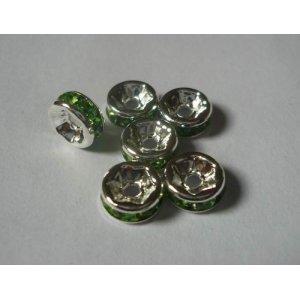 画像: ロンデル　グリーン色ラインストーン 6mm 8mm　10個　