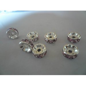 画像: ロンデル　ピンク色ラインストーン 6mm  8mm　10個　