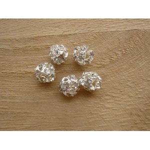 画像: 丸ロンデル　銀色　6mm  8mm 10個　クリアラインストーン　
