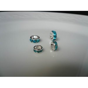 画像: ロンデル ブルー色ラインストーン  6mm  8mm　10個　