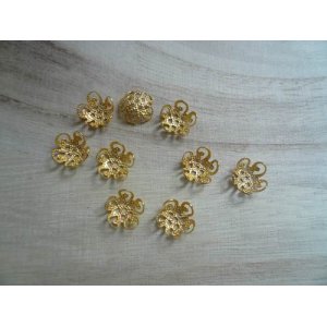 画像: 花座　10mm　金色　10個　