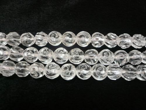 画像: クリスタル彫刻バラ　丸玉連ビーズ　10mm