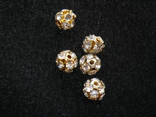 画像: 丸ロンデル　金色　6mm  8mm 10個　クリアラインストーン　