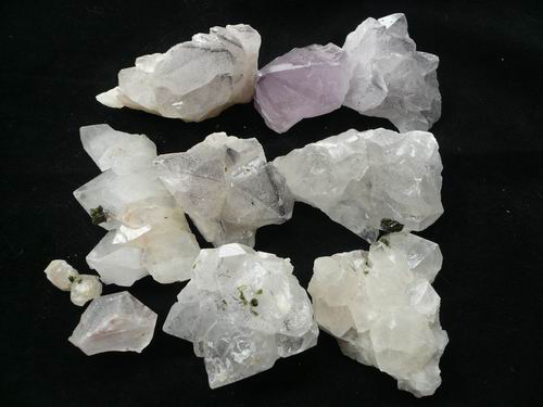 画像1: 天然水晶共生石クラスタ　トルマリン、ファントム、緑廉石など共生　500g　003