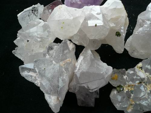 画像: 天然水晶共生石クラスタ　トルマリン、ファントム、緑廉石など共生　500g　004